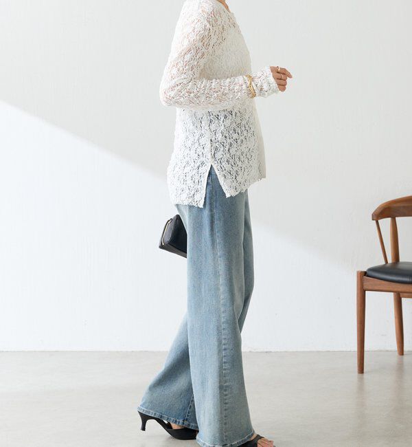  「コットンレース袖フリルカーディガン」|Tシャツ・カットソー|