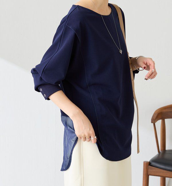  「シアー切替カットジョーゼットプルオーバー」|Tシャツ・カットソー|