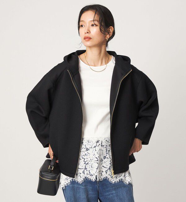 UNITED ARROWS green label relaxing「ダンボール ジップ フーディ」|パーカー|BLACK