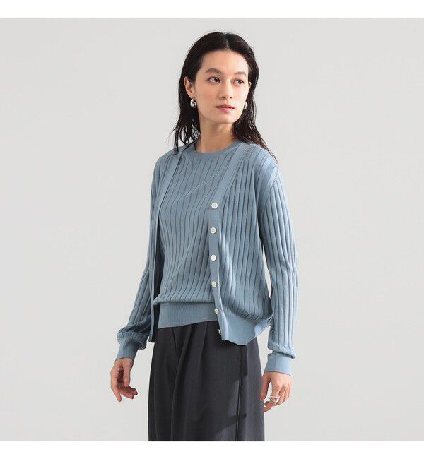 BEAMS SELECTION for WOMEN「SLOANE / 18ゲージ シルク Vネック カーディガン」|ニット・セーター|別注BLUE
