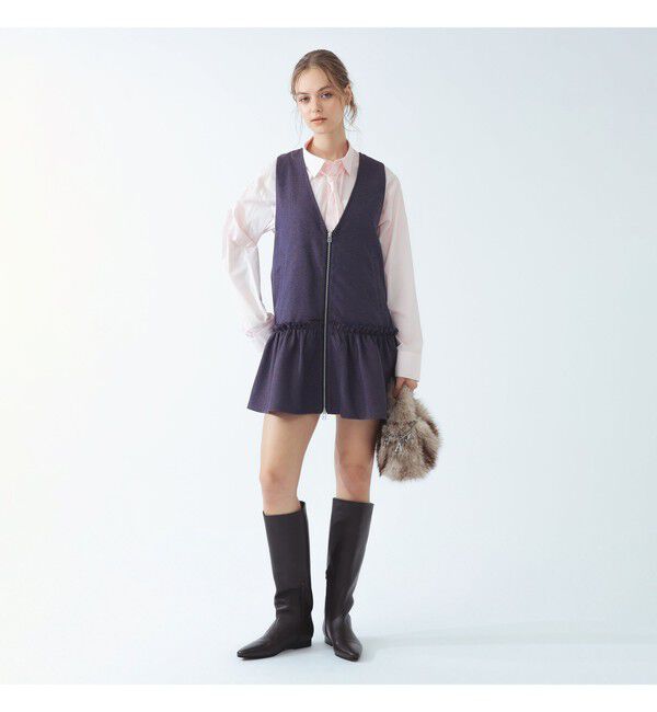 Ray BEAMS 「ツイード ZIP ノースリーブ ミニ ワンピース」|ワンピース|PURPLE