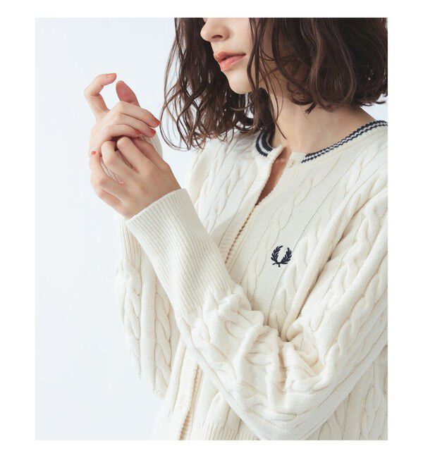 BEAMS SELECTION for WOMEN「【別注】FRED PERRY / ケーブル ニット カーディガン　〈26AW 寒暖差対策 着回し 〉」|カーディガン|