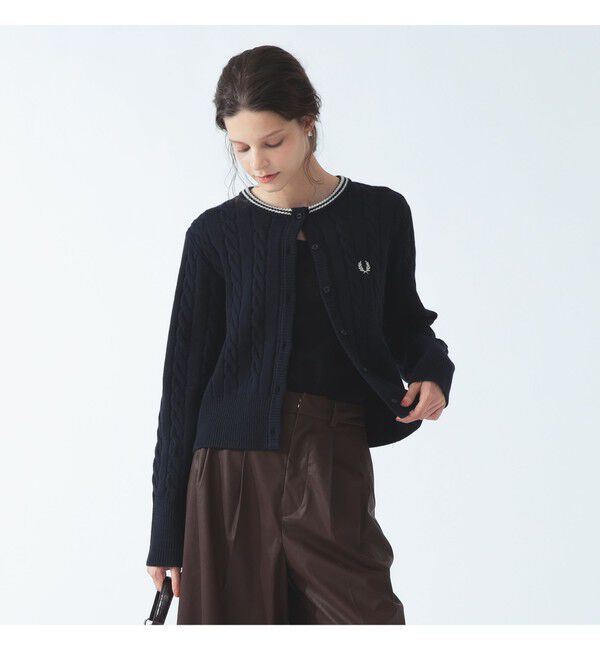 BEAMS SELECTION for WOMEN「【別注】FRED PERRY / ケーブル ニット カーディガン　〈26AW 寒暖差対策 着回し 〉」|カーディガン|