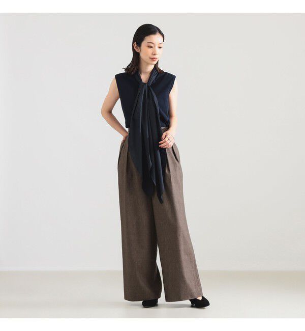 Demi-Luxe BEAMS 「AK+1 / コットン リボン ノースリーブ カットソー」|Tシャツ・カットソー|