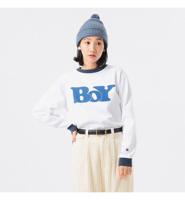 BEAMS SELECTION for WOMEN「【別注】Champion / BOYロゴ リンガーTシャツ」|Tシャツ・カットソー|