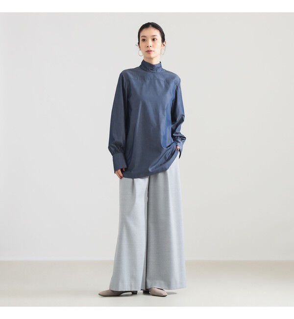 Demi-Luxe BEAMS 「AK+1 / シャンブレー ハイネック ブラウス」|シャツ・ブラウス|
