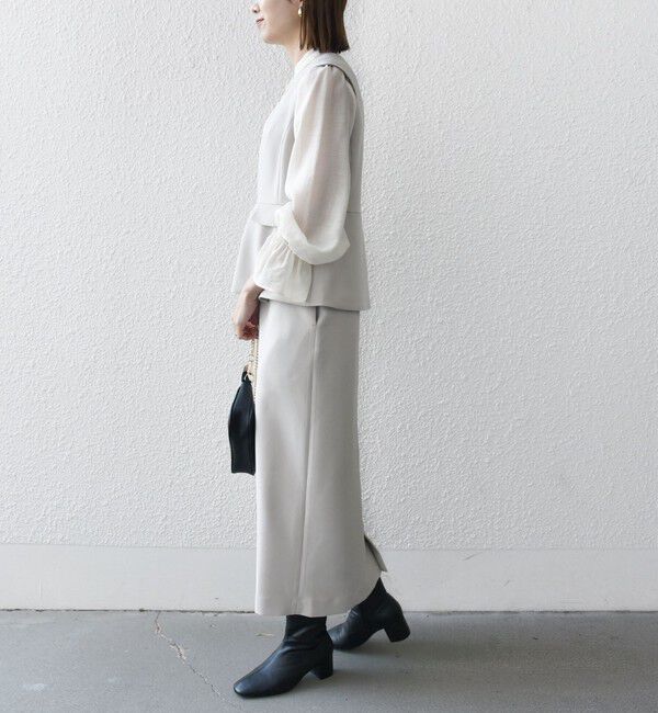 SHIPS any「〈洗濯機可能〉ダブルクロス Vネック ペプラム ワンピース［NAVY BLUE］」|ワンピース|