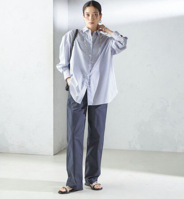 SHIPS for women「SHIPS Primary Navy Label:コットン タイプライター ビッグ シャツ」|シャツ・ブラウス|