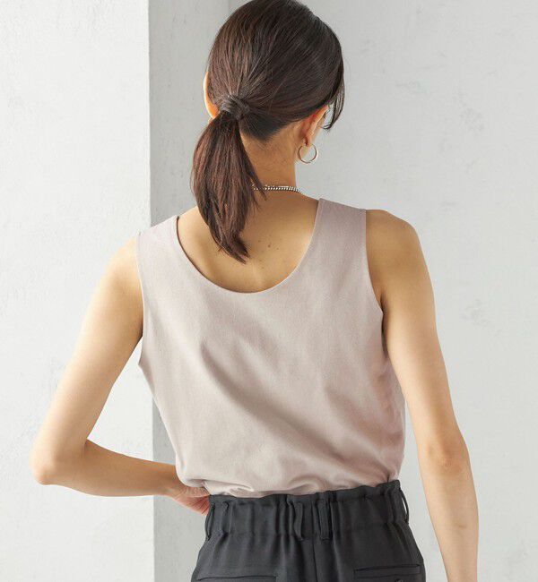 SHIPS for women「〈手洗い可能〉2WAY サテン &times; カットソー スクエア タンクトップ」|タンクトップ|