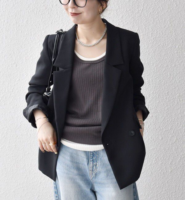 SHIPS any「【WEB限定】〈洗濯機可能〉ダブルクロス セミダブル ジャケット［NAVY BLUE］」|テーラードジャケット|