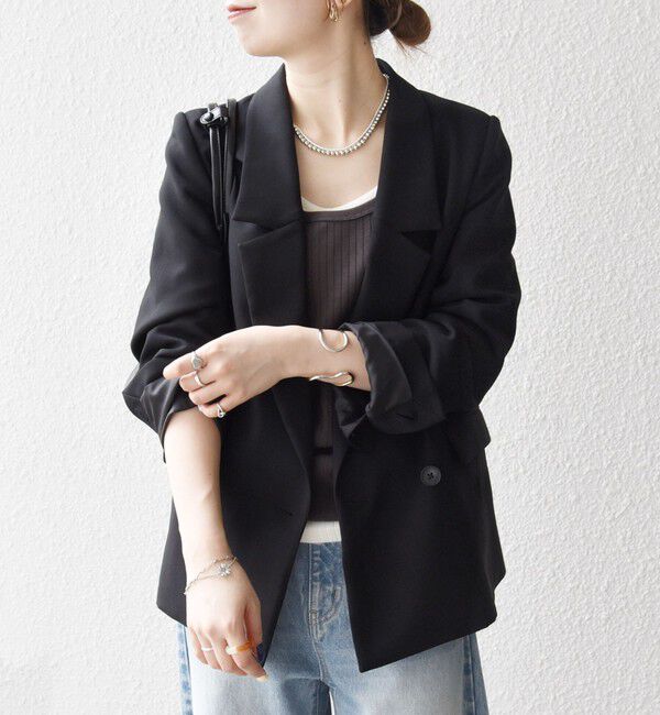 SHIPS any「【WEB限定】〈洗濯機可能〉ダブルクロス セミダブル ジャケット［NAVY BLUE］」|テーラードジャケット|