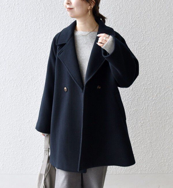 SHIPS any「《一部追加予約》【WEB限定】PURE WOOL スタンド & テーラード ハーフ コート」|その他|