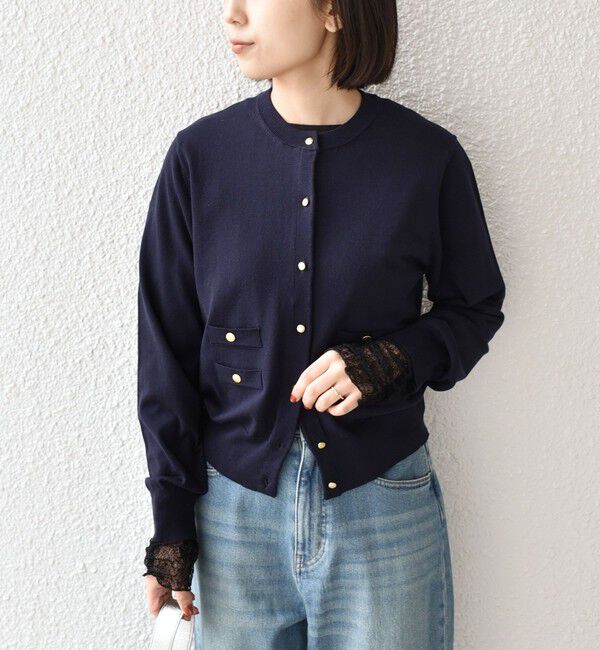 SHIPS Colors 「【WEB限定】〈手洗い可能〉レース 切替スリーブ カットソー◇」|Tシャツ・カットソー|
