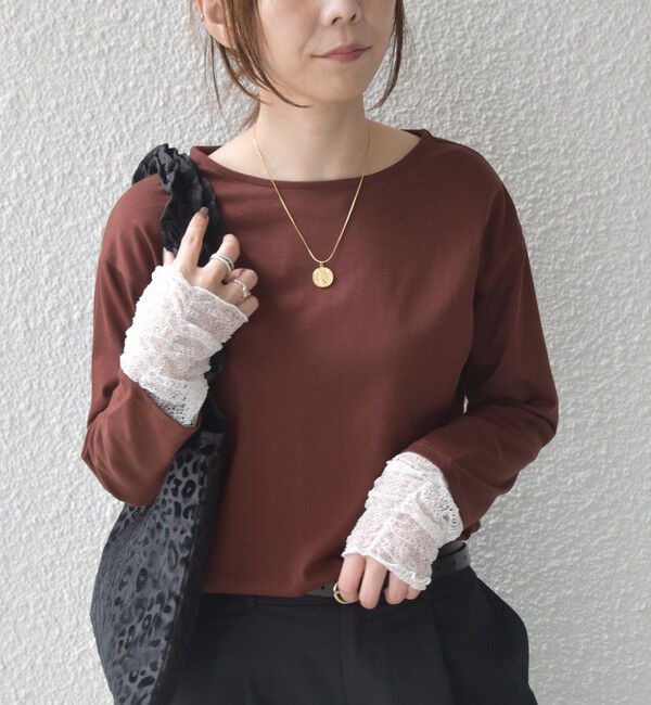 SHIPS Colors 「【WEB限定】〈手洗い可能〉レース 切替スリーブ カットソー◇」|Tシャツ・カットソー|