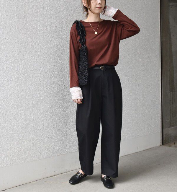 SHIPS Colors 「【WEB限定】〈手洗い可能〉レース 切替スリーブ カットソー◇」|Tシャツ・カットソー|