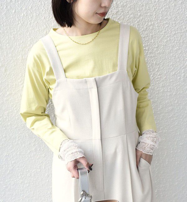 SHIPS Colors 「【WEB限定】〈手洗い可能〉レース 切替スリーブ カットソー◇」|Tシャツ・カットソー|クリーム