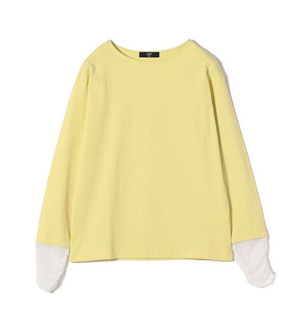 SHIPS Colors 「【WEB限定】〈手洗い可能〉レース 切替スリーブ カットソー◇」|Tシャツ・カットソー|