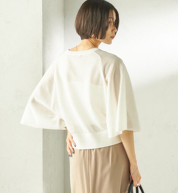 SHIPS for women「〈手洗い可能〉綿 フレア スリーブ キーネック カーディガン」|カーディガン|