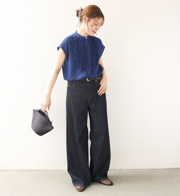 SHIPS for women「〈接触冷感/手洗い可能〉Jupiter 麻混 フリル ブラウス」|シャツ・ブラウス|