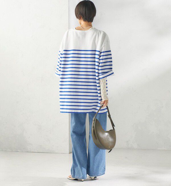 SHIPS for women「【SHIPS別注】Le minor: パネル ボーダー チュニック」|Tシャツ・カットソー|