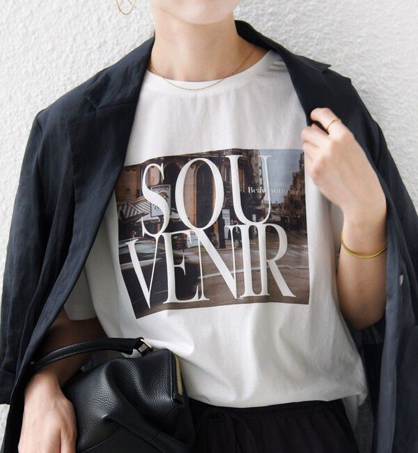 SHIPS for women「【SHIPS別注】81BRANCA: 5分袖 ロゴ・フォト TEE」|Tシャツ・カットソー|