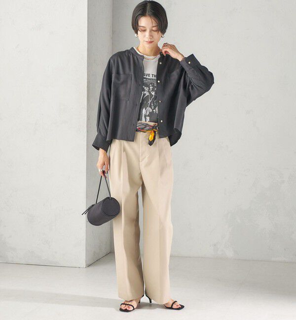 SHIPS for women「【実力派ベーシック】〈手洗い可能〉プリシュランク ツイル ショート シャツ 羽織」|シャツ・ブラウス|