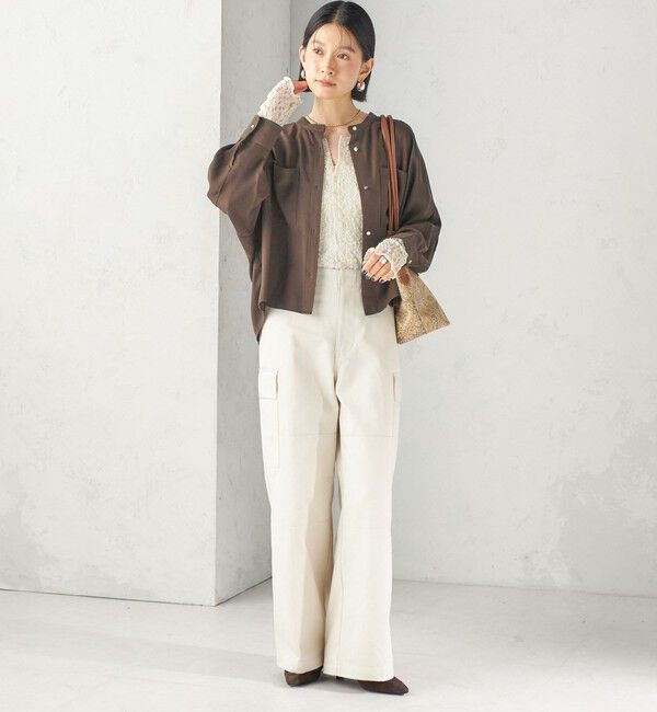 SHIPS for women「【実力派ベーシック】〈手洗い可能〉プリシュランク ツイル ショート シャツ 羽織」|シャツ・ブラウス|
