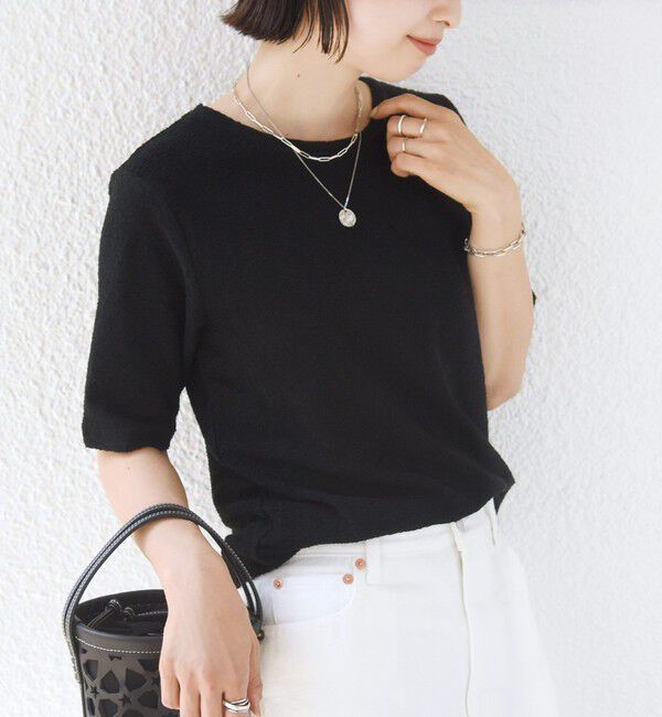 SHIPS for women「ランダム  パイル コンパクト TEE」|Tシャツ・カットソー|ブラック