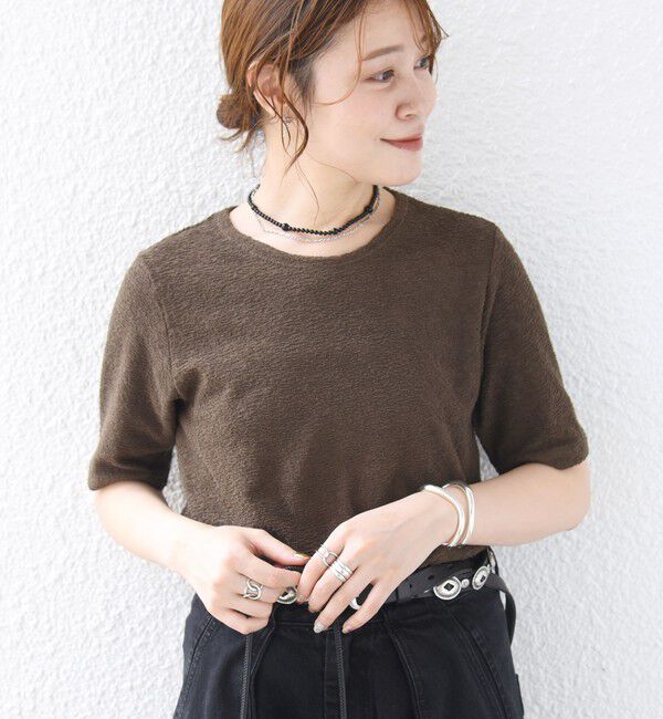SHIPS for women「ランダム  パイル コンパクト TEE」|Tシャツ・カットソー|カーキ