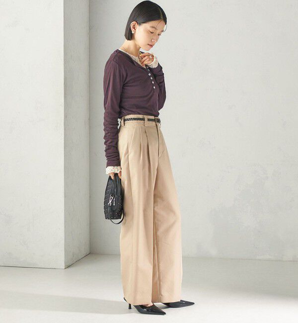 SHIPS for women「【SHIPS別注】miller:シアー ヘンリー ネック ロング スリーブ TEE 26AW」|Tシャツ・カットソー|