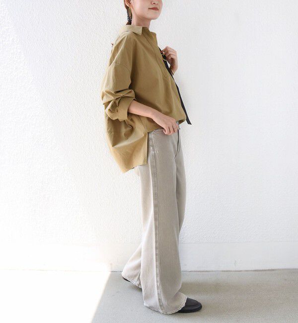 SHIPS for women「〈手洗い可能〉近江晒 サイド スリット スキッパー シャツ」|シャツ・ブラウス|