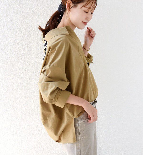 SHIPS for women「〈手洗い可能〉近江晒 サイド スリット スキッパー シャツ」|シャツ・ブラウス|