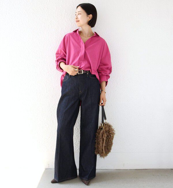 SHIPS for women「〈手洗い可能〉近江晒 サイド スリット スキッパー シャツ」|シャツ・ブラウス|