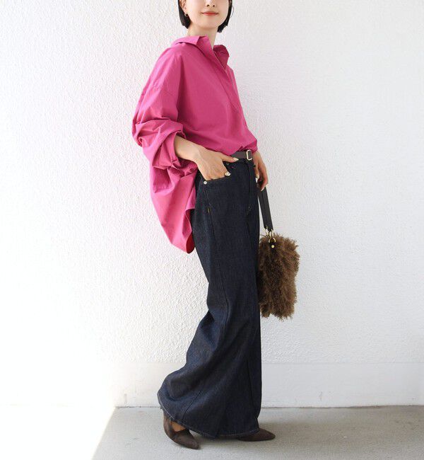 SHIPS for women「〈手洗い可能〉近江晒 サイド スリット スキッパー シャツ」|シャツ・ブラウス|