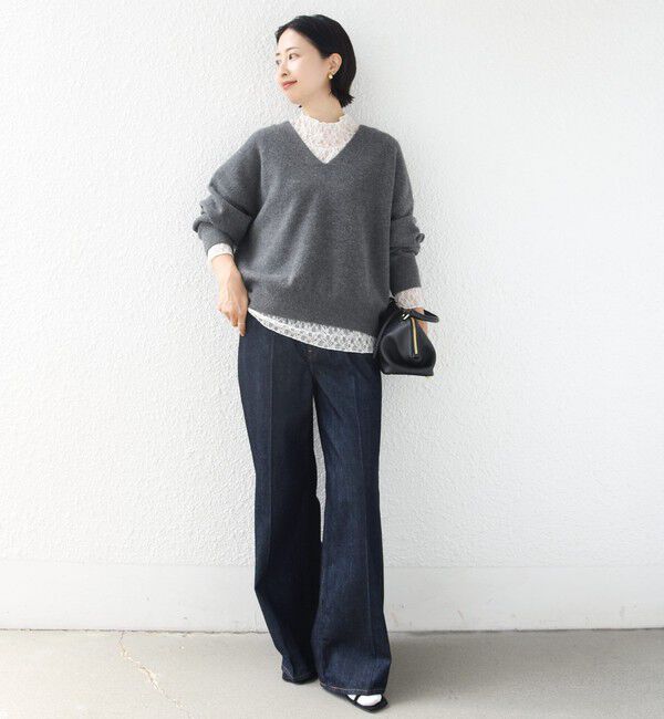 SHIPS for women「《一部追加予約》〈手洗い可能〉フラワー ストレッチ レース ハイネック トップス」|Tシャツ・カットソー|