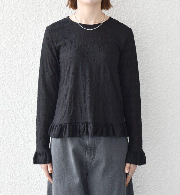 SHIPS any「〈洗濯機可能〉フラワー レース ジャカード フリル ヘム プルオーバー」|Tシャツ・カットソー|