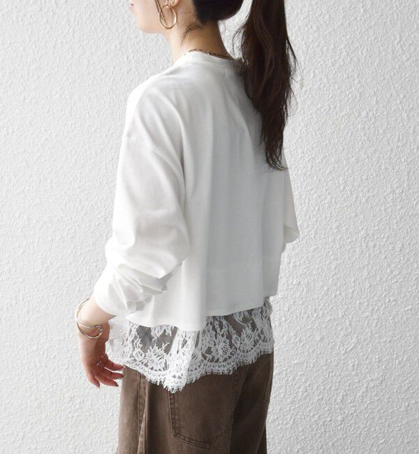SHIPS any「〈洗濯機可能〉ジップ レース ヘム ロングスリーブ TEE」|Tシャツ・カットソー|