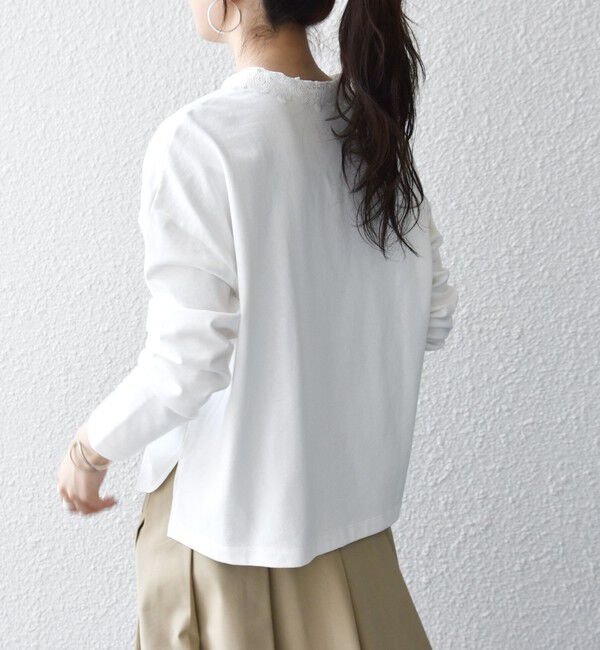 SHIPS any「〈洗濯機可能〉レース カラー ロングスリーブ ポロ プルオーバー」|Tシャツ・カットソー|