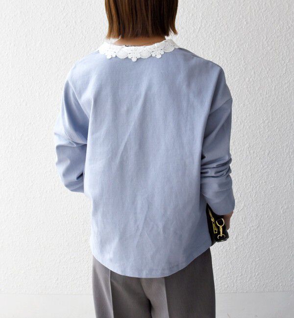 SHIPS any「〈洗濯機可能〉レース カラー ロングスリーブ ポロ プルオーバー」|Tシャツ・カットソー|