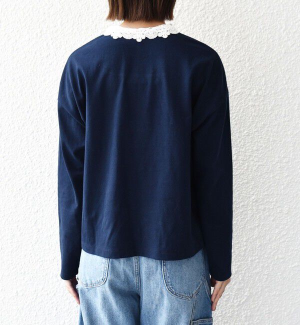 SHIPS any「〈洗濯機可能〉レース カラー ロングスリーブ ポロ プルオーバー」|Tシャツ・カットソー|