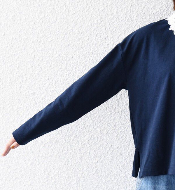 SHIPS any「〈洗濯機可能〉レース カラー ロングスリーブ ポロ プルオーバー」|Tシャツ・カットソー|