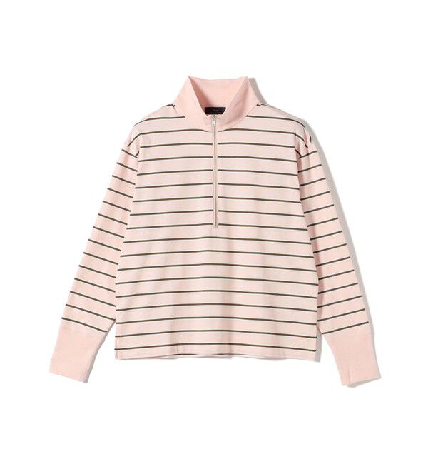 SHIPS for women「SHIPS Primary Navy Label: マルチボーダー ジップアップ プルオーバー」|Tシャツ・カットソー|ライトピンク