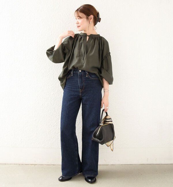 SHIPS for women「〈手洗い可能〉シアー タンブラー 袖 フリル スキッパー ブラウス」|シャツ・ブラウス|