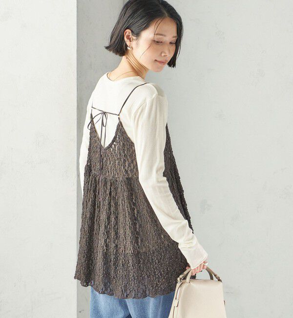 SHIPS for women「〈手洗い可能〉シュリンク レース キャミソール」|キャミソール|