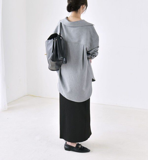 quaranciel「〈洗濯機可能〉ウールライク Vネック スキッパー シャツ & ワイド パンツ セットアップ」|ワンピース|