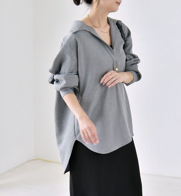 quaranciel「〈洗濯機可能〉ウールライク Vネック スキッパー シャツ & ワイド パンツ セットアップ」|ワンピース|