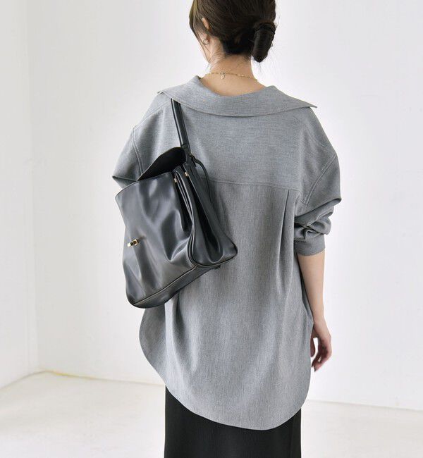 quaranciel「〈洗濯機可能〉ウールライク Vネック スキッパー シャツ & ワイド パンツ セットアップ」|ワンピース|