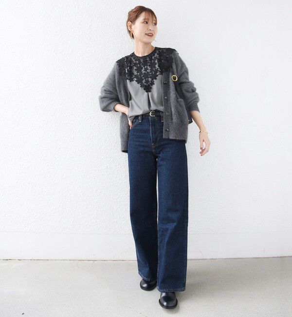 SHIPS for women「【WEB限定】〈手洗い可能〉フラワー ヨーク レース ロング スリーブ ブラウス」|シャツ・ブラウス|