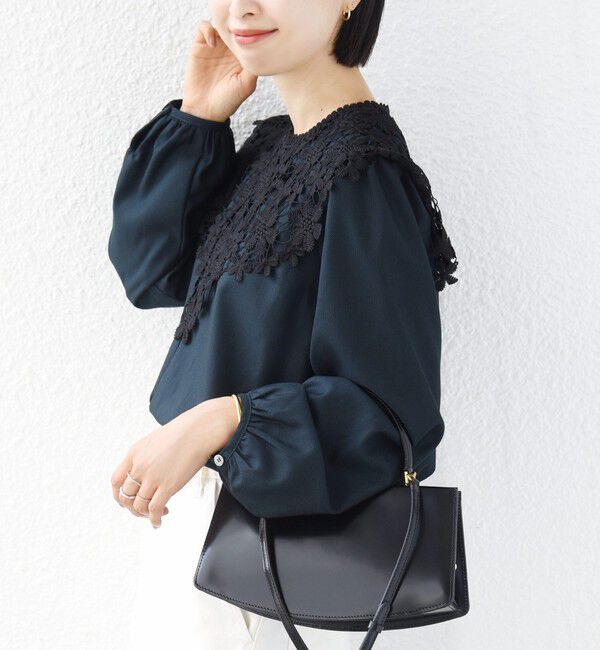SHIPS for women「【WEB限定】〈手洗い可能〉フラワー ヨーク レース ロング スリーブ ブラウス」|シャツ・ブラウス|