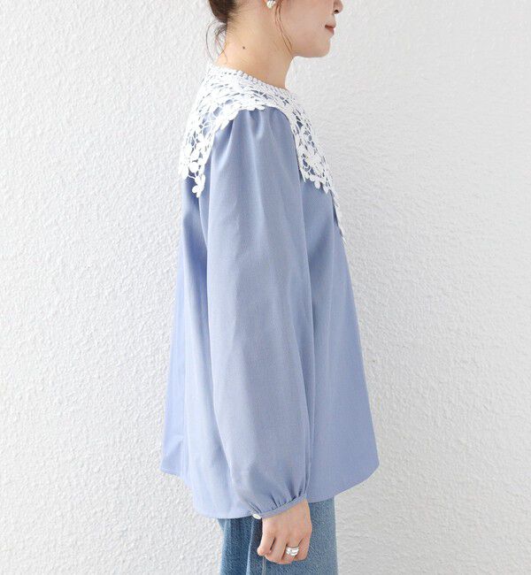 SHIPS for women「【WEB限定】〈手洗い可能〉フラワー ヨーク レース ロング スリーブ ブラウス」|シャツ・ブラウス|